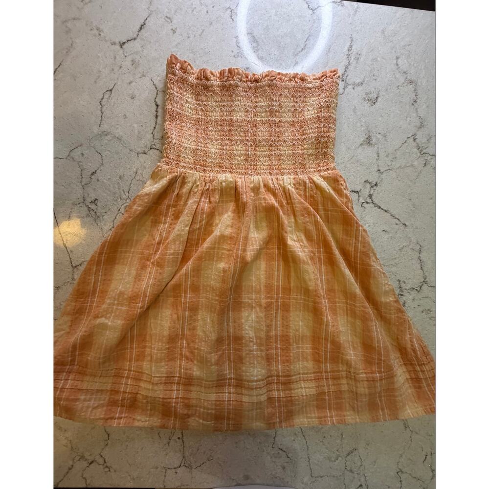 Super Cute American Eagle Plaid Smocked Strapless Mini Dress-Size Small